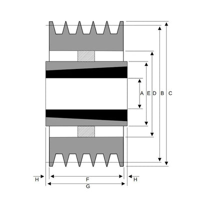 1000X5SPB 1000mm Pitch Diameter SPB Section Tapered Locking Bush Type Pulley with 5 Grooves (Bush not Incl.)