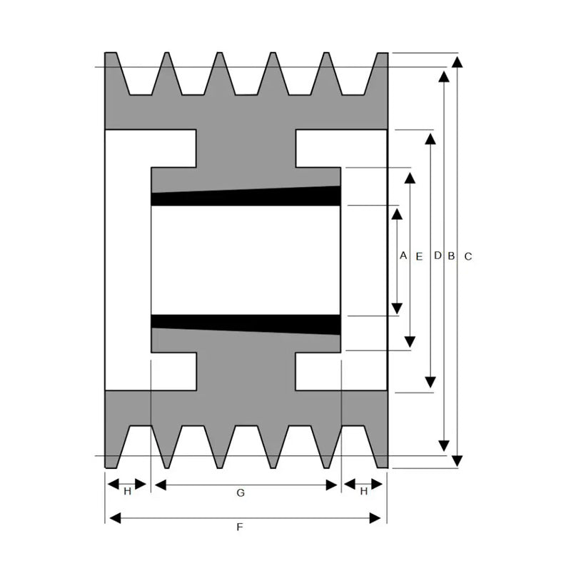 280X5SPB 280mm Pitch Diameter SPB Section Tapered Locking Bush Type Pulley with 5 Grooves (Bush not Incl.)