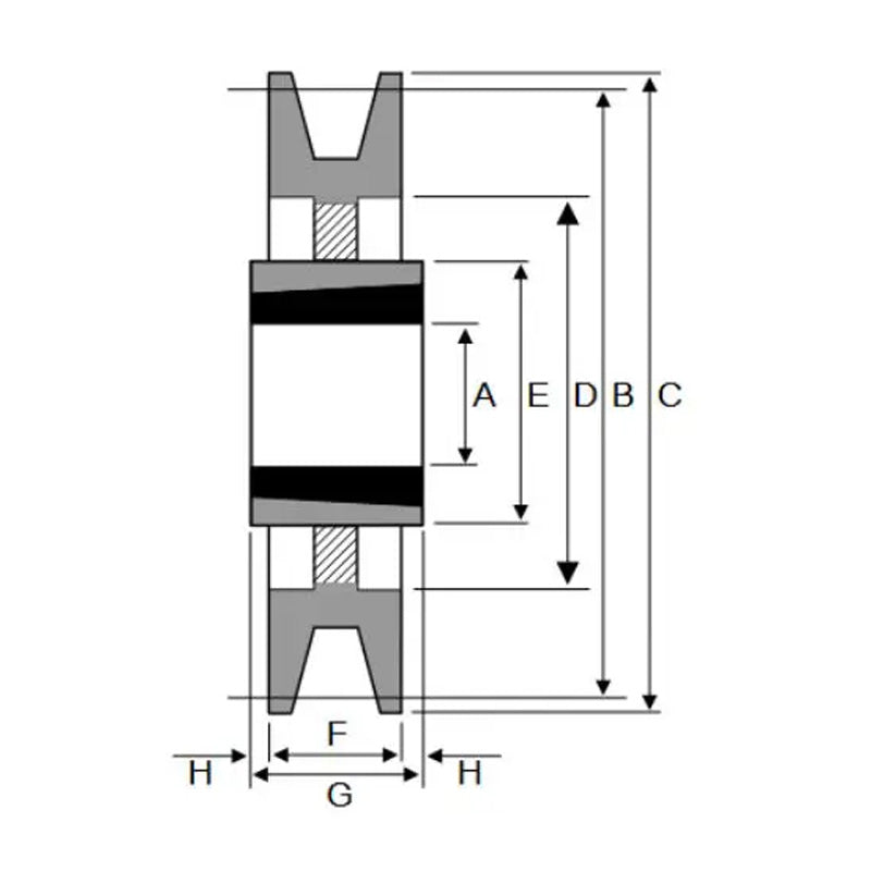 224X1SPZ 224mm Pitch Diameter SPZ Section Tapered Locking Bush Type Pulley with 1 Groove (Bush not Incl.)