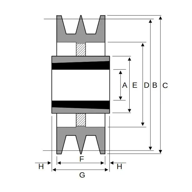 224X2SPZ 224mm Pitch Diameter SPZ Section Tapered Locking Bush Type Pulley with 2 Grooves (Bush not Incl.)