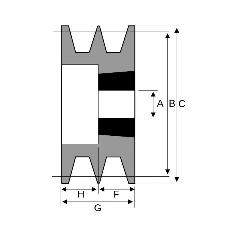 125X2SPZ 125mm Pitch Diameter SPZ Section Tapered Locking Bush Type Pulley with 2 Grooves (Bush not Incl.)