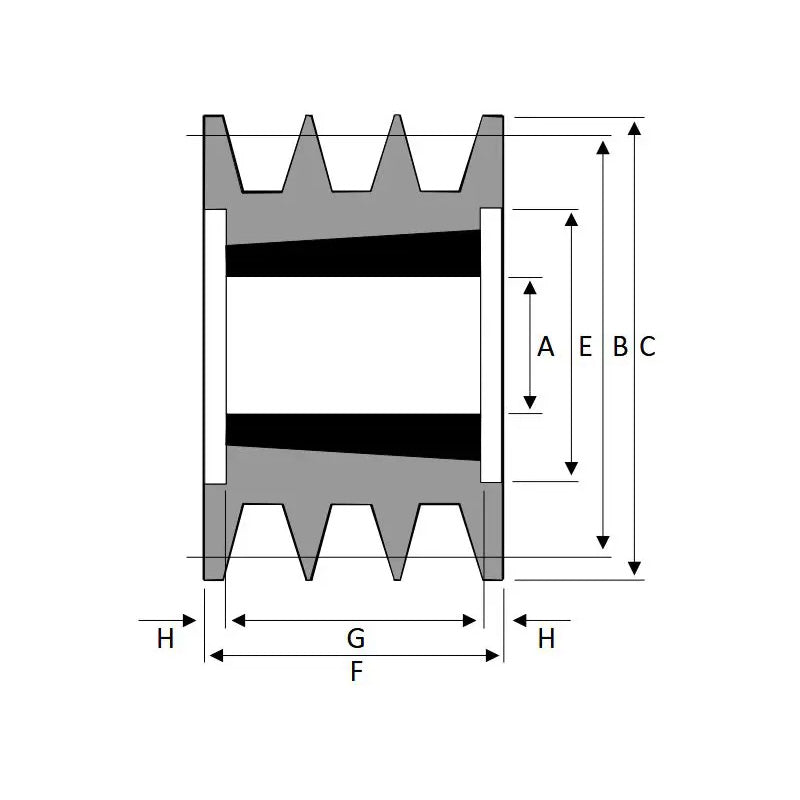 170X3SPZ 170mm Pitch Diameter SPZ Section Tapered Locking Bush Type Pulley with 3 Grooves (Bush not Incl.)