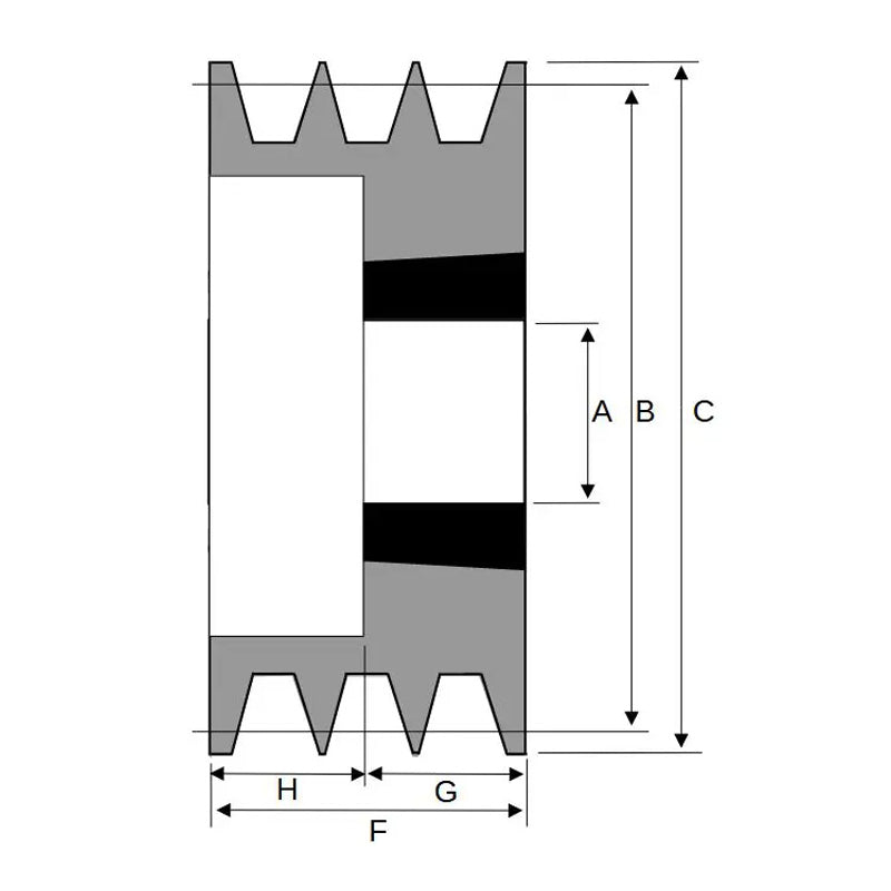 112X3SPZ 112mm Pitch Diameter SPZ Section Tapered Locking Bush Type Pulley with 3 Grooves (Bush not Incl.)