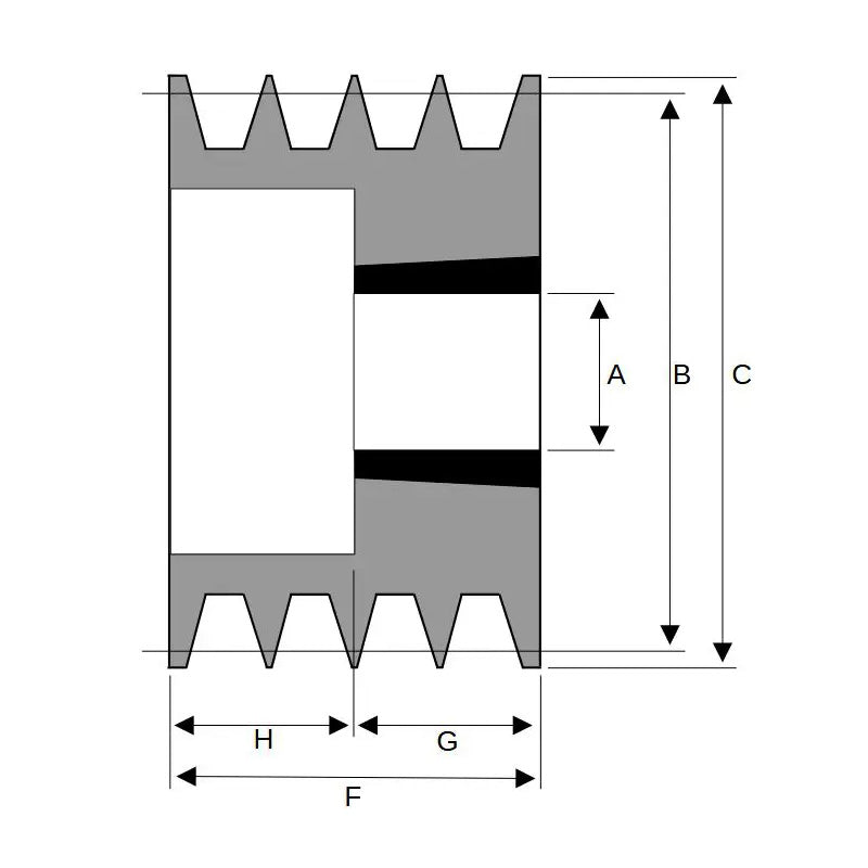 85X4SPZ 85mm Pitch Diameter SPZ Section Tapered Locking Bush Type Pulley with 4 Grooves (Bush not Incl.)