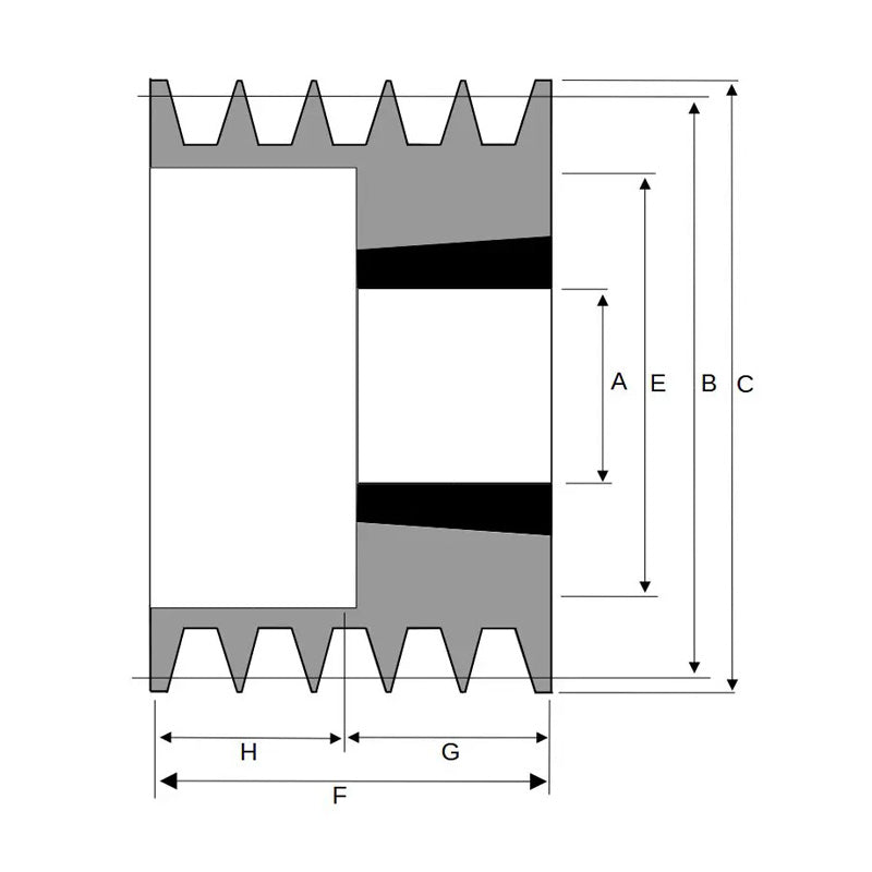 85X5SPZ 85mm Pitch Diameter SPZ Section Tapered Locking Bush Type Pulley with 5 Grooves (Bush not Incl.)