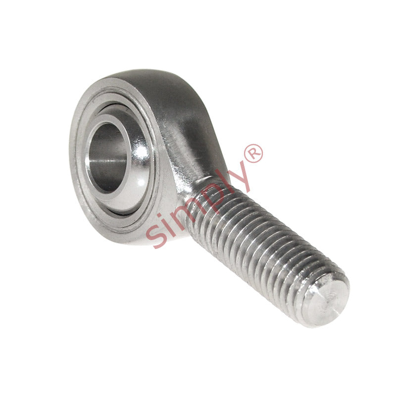 Budget SSPOS16 Right Hand Stainless Steel / PTFE Lined Plain Male Rod End 16mm Bore M16x2 Thread