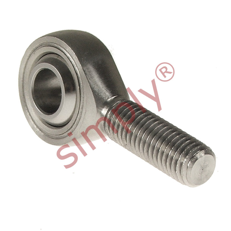 Budget SSPOS18L Left Hand Stainless Steel / PTFE Lined Plain Male Rod End 18mm Bore M18x1.5 Thread