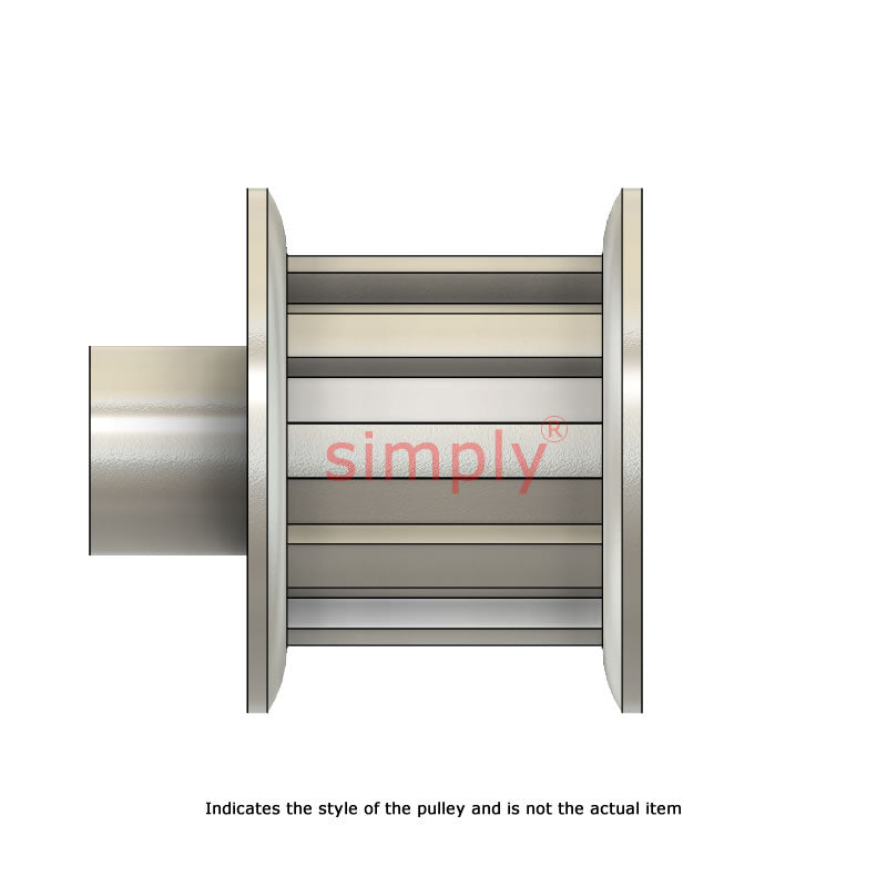 Aluminium Centre Drilled AT5 Timing Pulley with Flanges 5mm Pitch 14 Tooth for 25mm Wide Belts - Overall Width 36mm