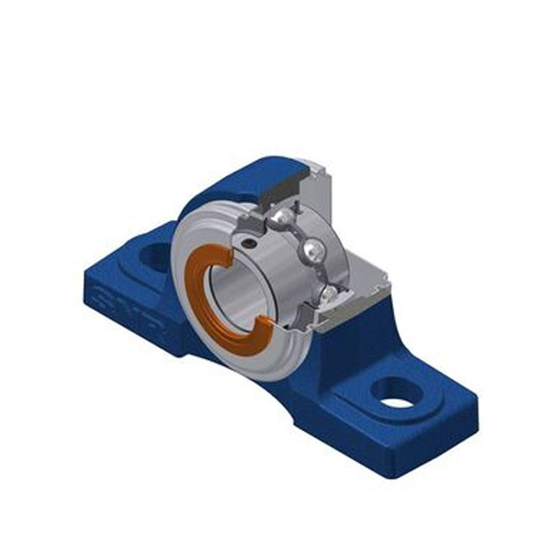 SNR UCP209CO Metric Cast Iron Two Bolt Pillow / Plummer Block Housing 45mm Bore Insert with Steel Plate Cover - Open Version - Allow 2-3 Days
