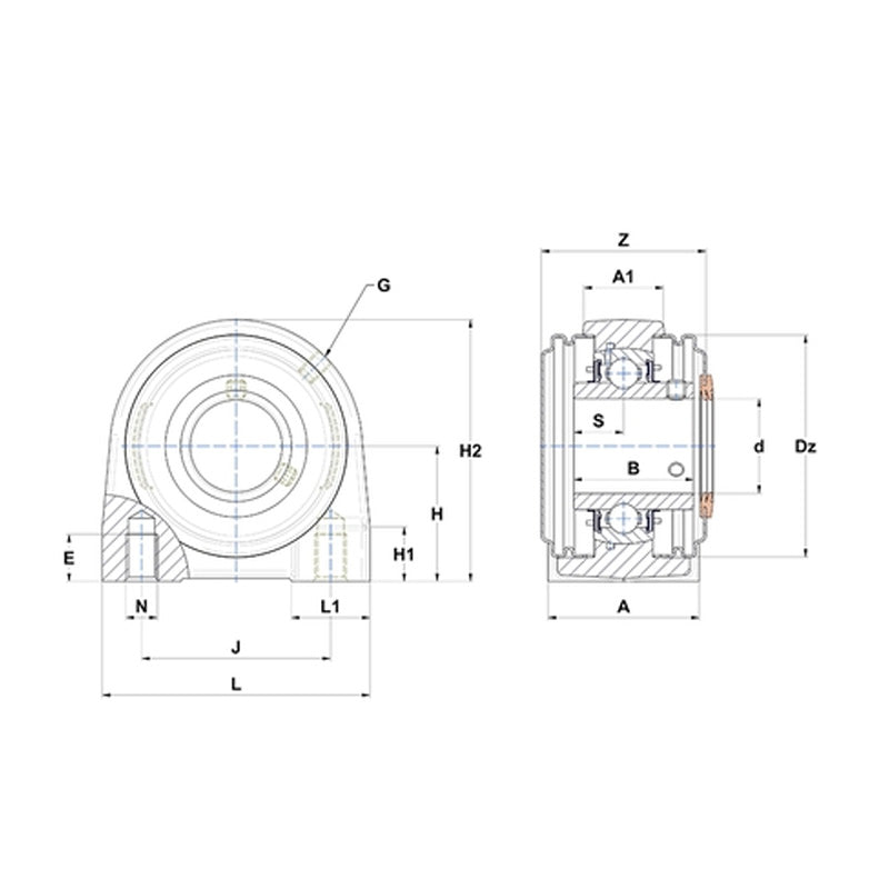 SNR UKPG208HCO Metric Cast Iron Two Bolt Pillow / Plummer Block Housing with Narrow Steel Plate Cover - Open Version - Insert and Adaptor Sleeve Fits 35mm Shaft - Allow 2-3 Days
