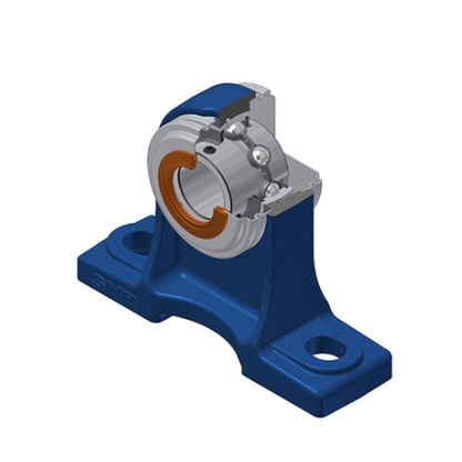 SNR UKP209HCC Metric Cast Iron Two Bolt Pillow / Plummer Block Housing with Narrow Steel Plate Cover - Closed Version - Insert and Adaptor Sleeve Fits 40mm Shaft - Allow 2-3 Days