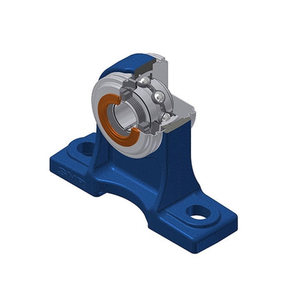 SNR UKPH208HCC Metric Cast Iron High Centre Height Two Bolt Pillow / Plummer Block Housing with Narrow Steel Plate Cover - Closed Version - Insert and Adaptor Sleeve Fits 35mm Shaft - Allow 2-3 Days